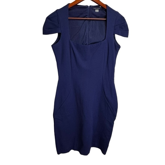 Tommy Hilfiger Adriane Dress Cap Sleeve Square Neck Dress Navy Blue Size 10 - Picture 1 of 10